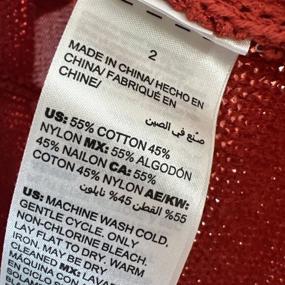 Chicos Tunic Sweater Size Large Solid Rust 3/4 Sleeves Knit Pullover Semi Sheer - Picture 6 of 8